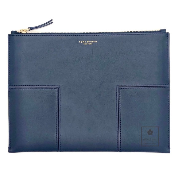 Tory Burch Handbags - Tory Burch Block-T Travel Medium Pouch -Royal Navy